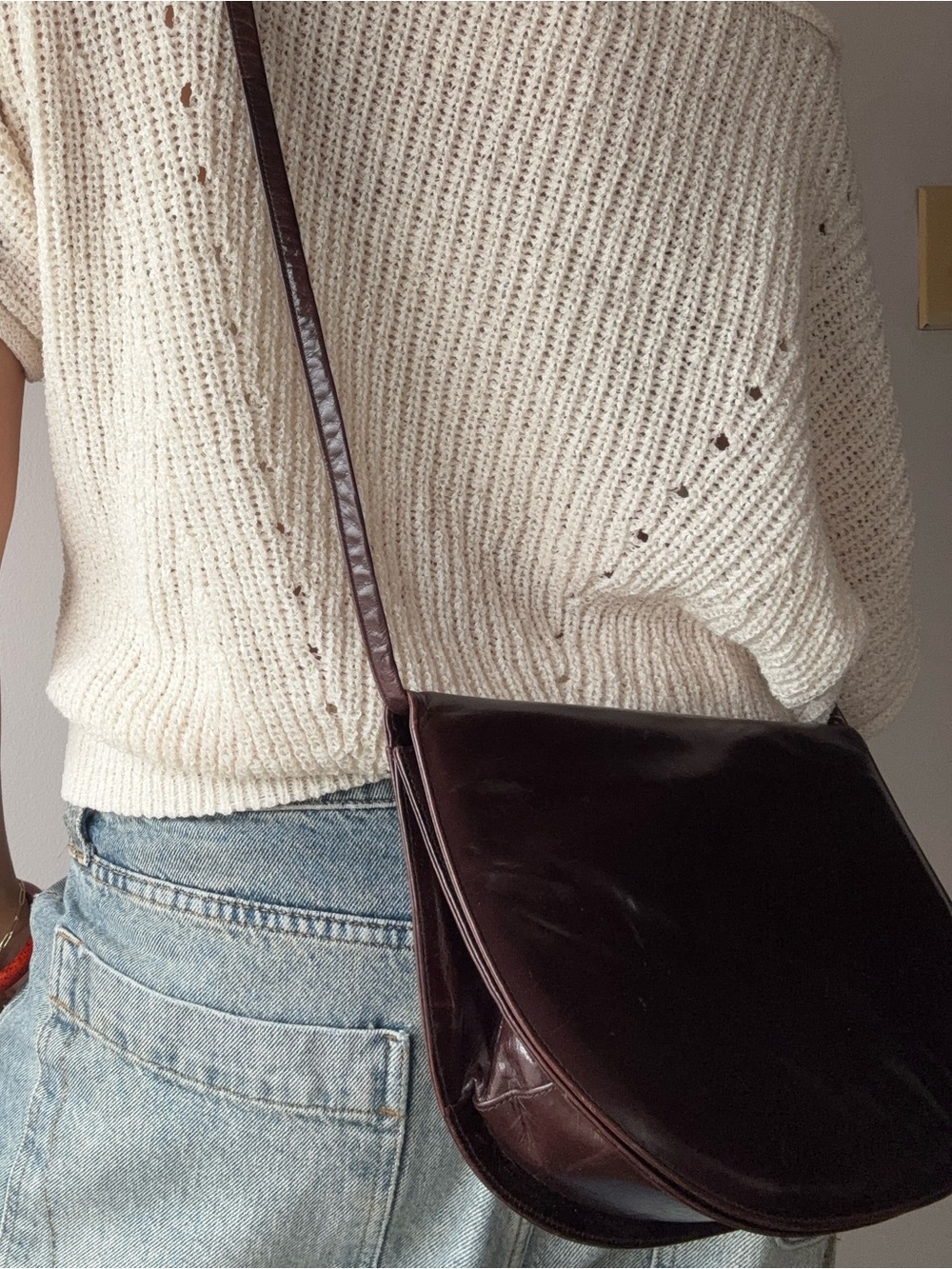 Vintage Stuart Weitzman Brown Leather Crossbody Bag - Picture 4 of 9